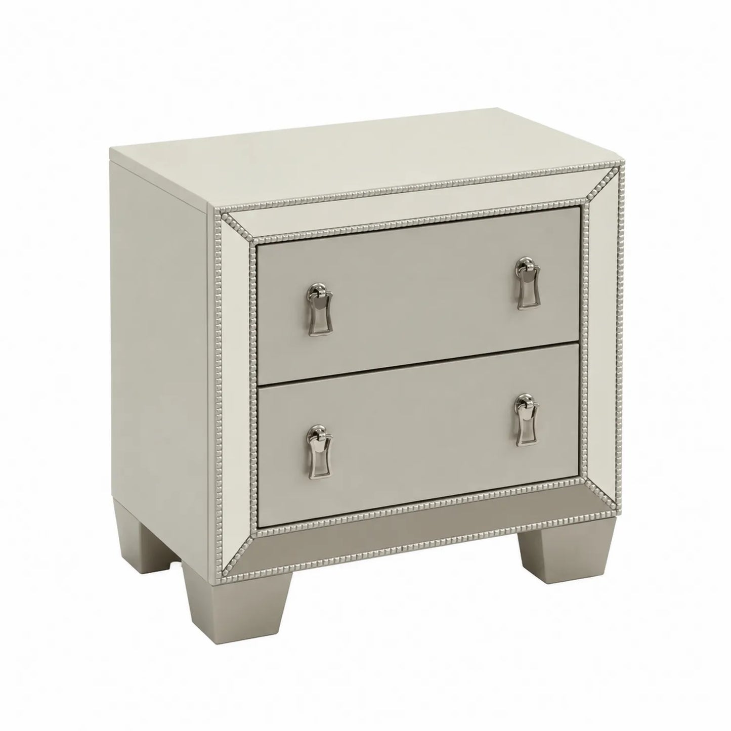 Table de chevet en bois avec revêtement en miroir