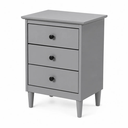Table de chevet avec 3 tiroirs en bois gris