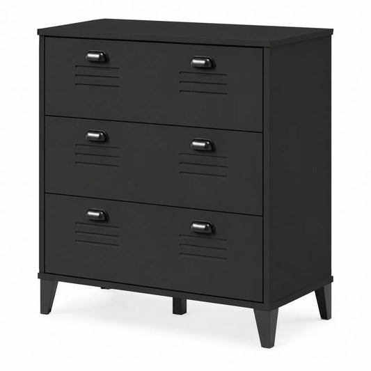 Commode 3 tiroirs en métal Noir