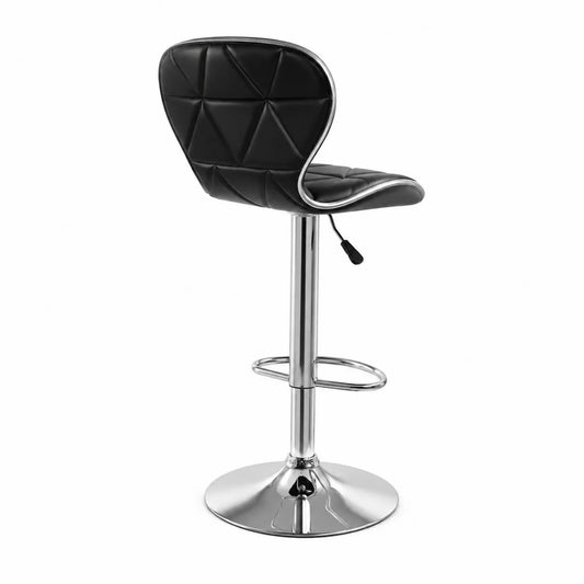 Tabouret de bar en cuir synthétique et métal chromé noir