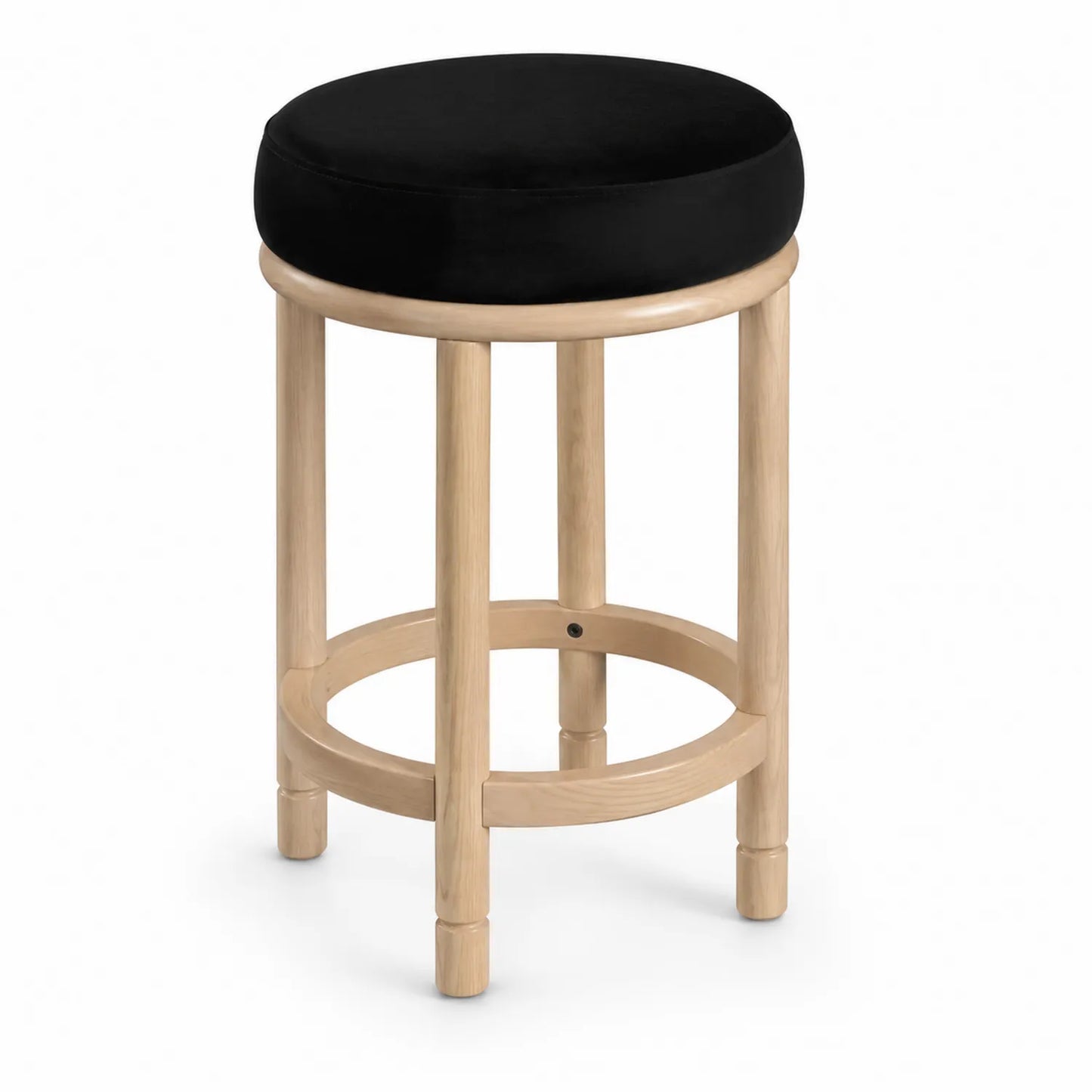 Tabouret de bar bois avec assise en tissu noir
