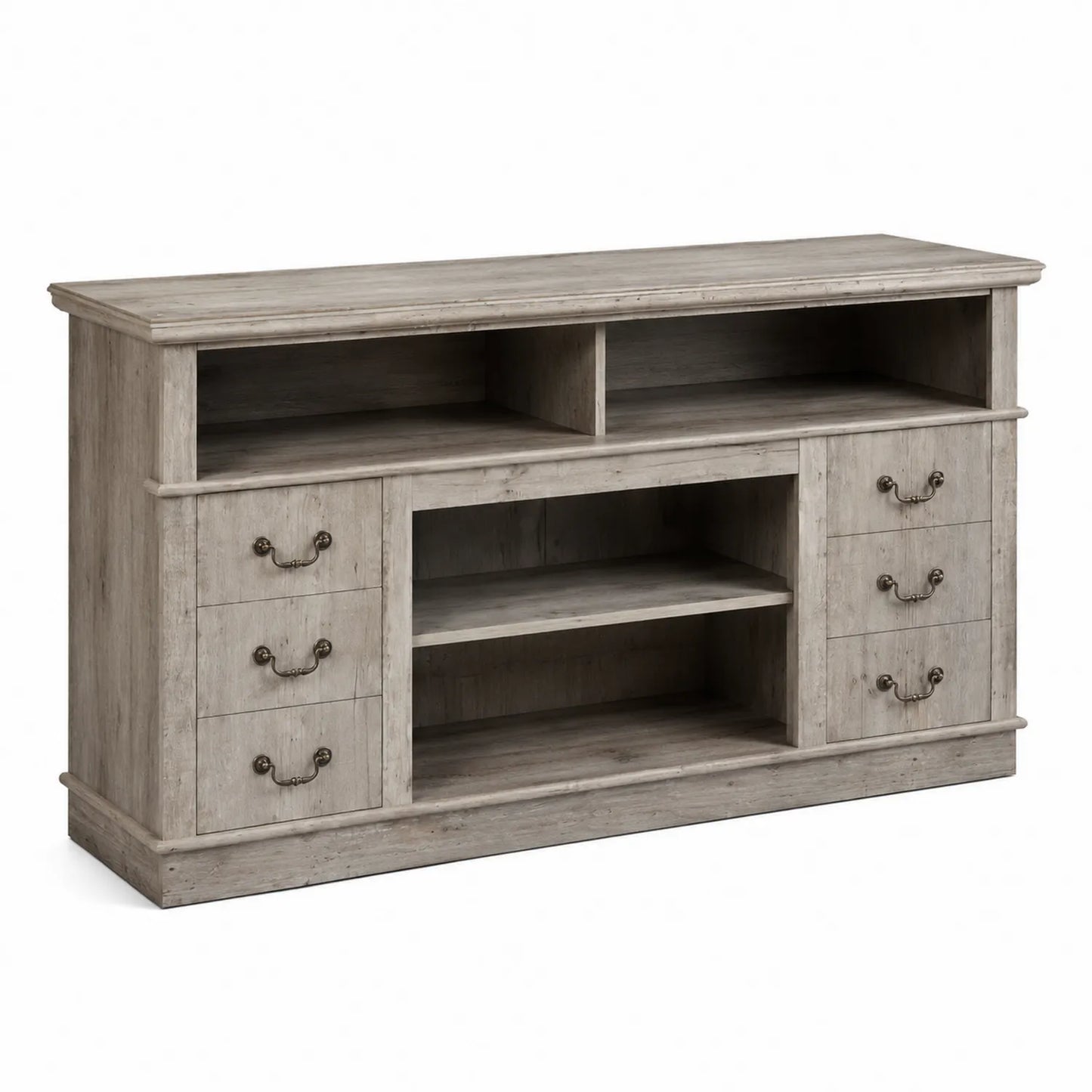Meuble TV en bois aggloméré avec tiroirs et étagères 152x46x91 cm