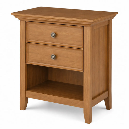 Table de chevet en bois avec 2 tiroirs et étagère 60x40x70 cm