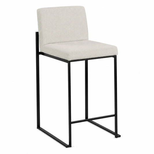 Tabouret de bar en métal avec assise en tissu beige, hauteur 75 cm
